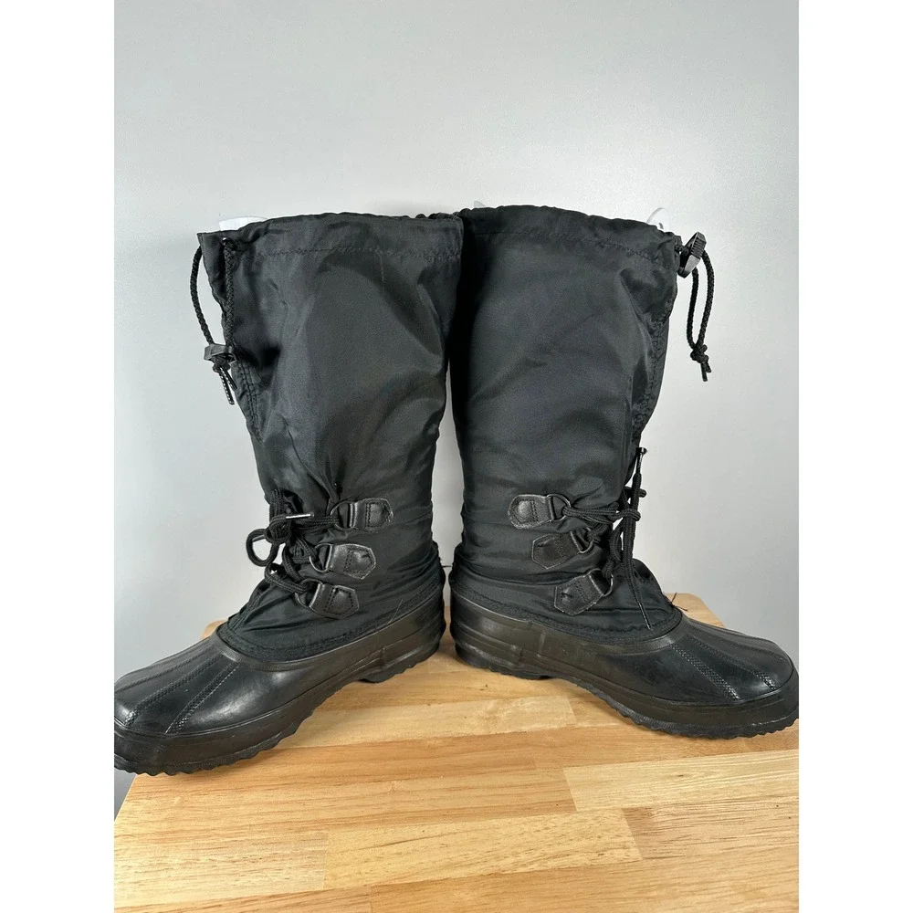 Womens Vintage Sorel Black Snowlion Winter Boots Waterproof Nylon Rubber Size 7 - Picture 4 of 11